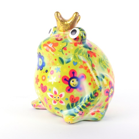 Pomme Pidou - Spaarpot King Frog Freddy, Happy Flowers FrogGreen