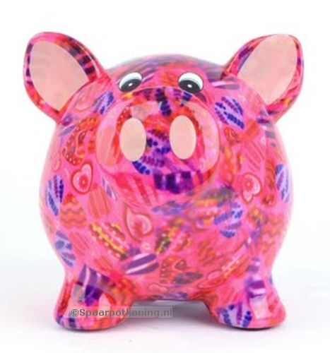 Pomme Pidou - Spaarpot Pig Rosie, MagicalPink Hearts in Love
