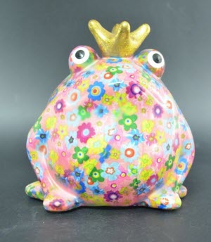 Pomme Pidou - Spaarpot King Frog Freddy, Funky Flowers FlamingoPink