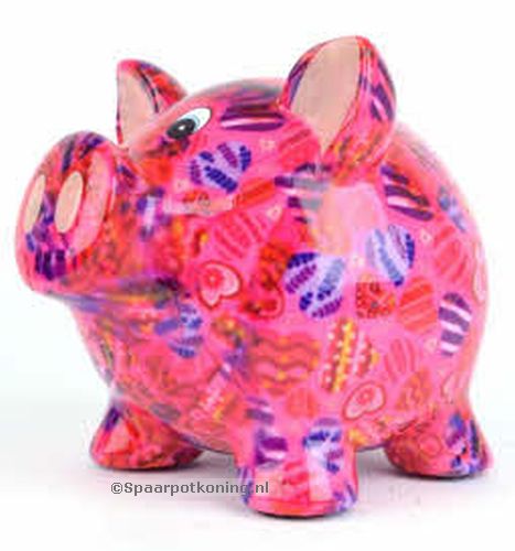 Pomme Pidou - Spaarpot Pig Rosie, MagicalPink Hearts in Love