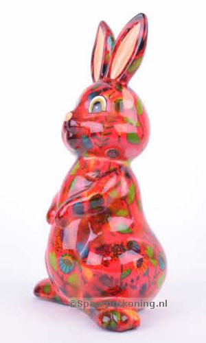 Pomme Pidou - Spaarpot Rabbit Millie, VelvetRed Strawberry Fields