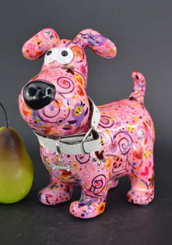 Pomme Pidou - Spaarpot Dog Hugo, Birds in Love PastelPink