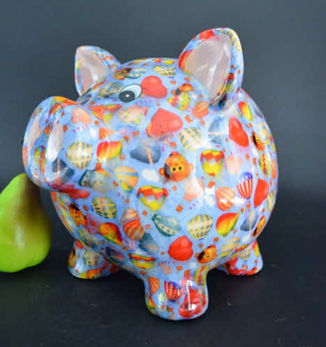 Pomme Pidou L - Spaarpot Pig Rosie, Air Balloons True Blue