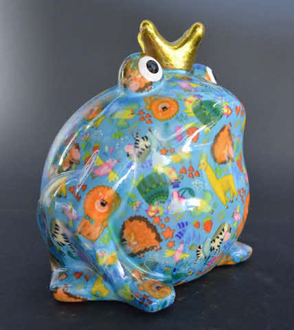 Pomme Pidou - Spaarpot King Frog Freddy, Safari Life SkyBlue