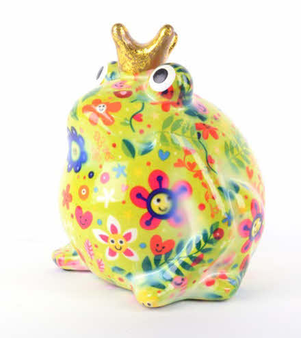 Pomme Pidou - Spaarpot King Frog Freddy, Happy Flowers FrogGreen