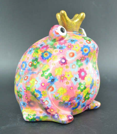 Pomme Pidou - Spaarpot King Frog Freddy, Funky Flowers FlamingoPink