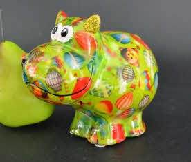 Pomme Pidou R - Spaarpot Hippo Happy, Air Balloons GardenGreen