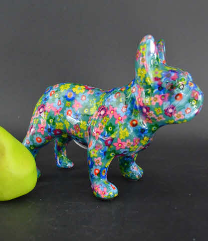 Pomme Pidou M - Spaarpot French Bulldog Jack, Funky Flowers FairyGreen