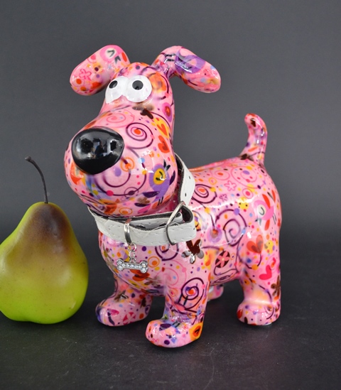 Pomme Pidou M - Spaarpot Dog Hugo, Birds in Love PastelPink