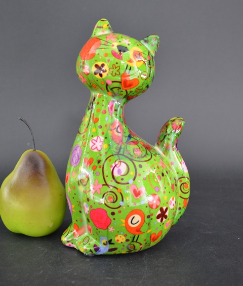 Pomme Pidou - Spaarpot Cat Caramel, Birds in Love FunkyGreen