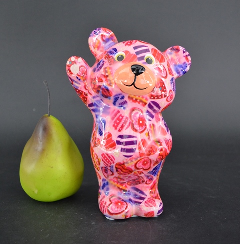 Pomme Pidou R - Spaarpot Teddy Bear Tilou, MagicalPink Hearts in Love