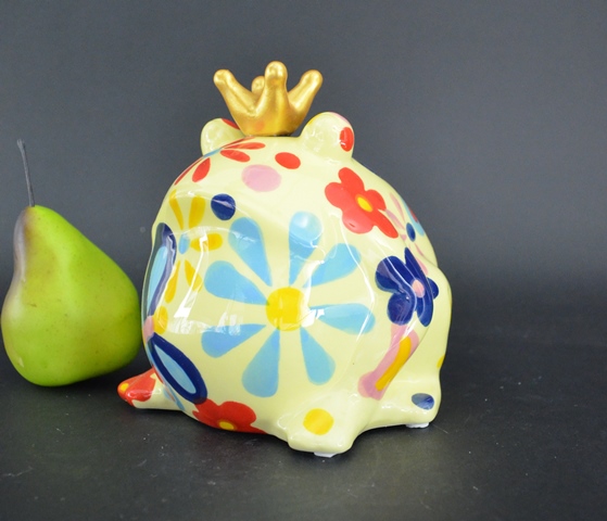 Pomme Pidou M - Spaarpot King Frog Freddy, Blossom Bliss, Yellow