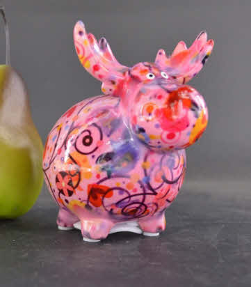 Pomme Pidou XS - Moose Rudolph Spaarpot – Birds in Love Pastelpink