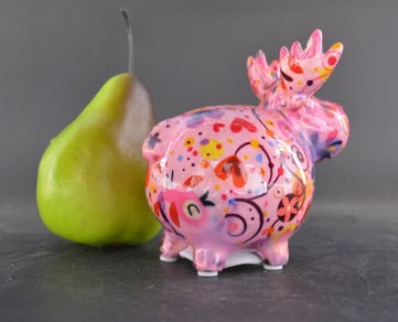 Pomme Pidou XS - Moose Rudolph Spaarpot – Birds in Love Pastelpink