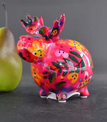 Pomme Pidou XS - Spaarpot Moose Rudolph – Happy Flowers RazzBerry