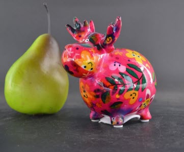 Pomme Pidou XS - Spaarpot Moose Rudolph – Happy Flowers RazzBerry