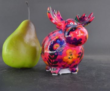 Pomme Pidou XS - Spaarpot Moose Rudolph – Happy Flowers RazzBerry