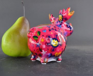 Pomme Pidou XS - Spaarpot Moose Rudolph – Happy Flowers RazzBerry