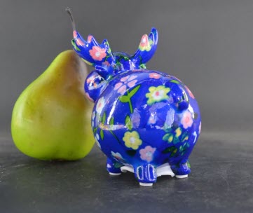 Pomme Pidou XS - Spaarpot Moose Rudolph – Flowers in Bloom CosmicBlue