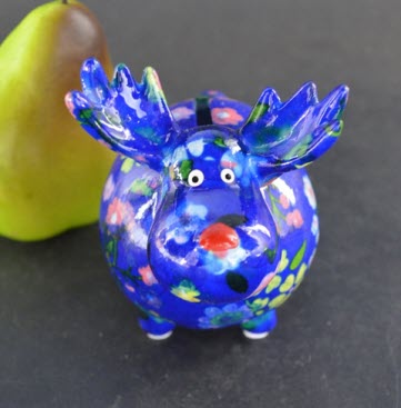 Pomme Pidou XS - Spaarpot Moose Rudolph – Flowers in Bloom CosmicBlue