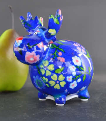 Pomme Pidou XS - Spaarpot Moose Rudolph – Flowers in Bloom CosmicBlue