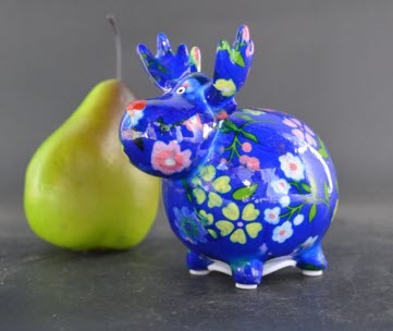 Pomme Pidou XS - Spaarpot Moose Rudolph – Flowers in Bloom CosmicBlue