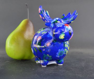 Pomme Pidou XS - Spaarpot Moose Rudolph – Flowers in Bloom CosmicBlue