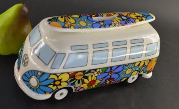 Spaarpot VW T1 Bus Flower – Gelicenseerde VW Spaarpot met Bloemenmotief en Surfboard