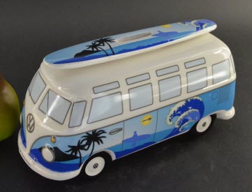 Spaarpot VW T1 Bus Surf – Gelicenseerde VW Spaarpot met Strandmotief en Surfboard