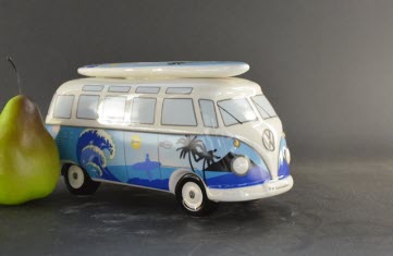 Spaarpot VW T1 Bus Surf – Gelicenseerde VW Spaarpot met Strandmotief en Surfboard