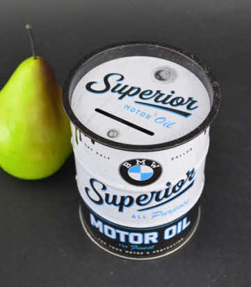 Spaarpot Spaarblik BMW Oil – Gelicenseerd Olievat Design