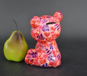 Pomme Pidou R - Spaarpot Teddy Bear Toto, MagicalPink Hearts in Love