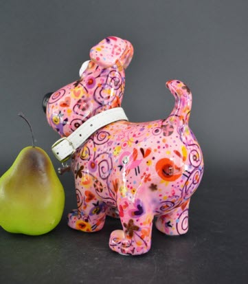 Pomme Pidou M - Spaarpot Dog Hugo, Birds in Love PastelPink