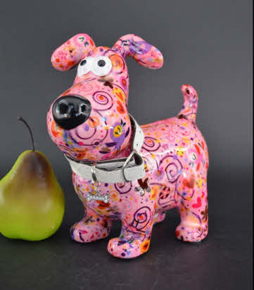 Pomme Pidou M - Spaarpot Dog Hugo, Birds in Love PastelPink