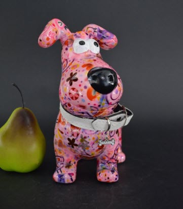 Pomme Pidou M - Spaarpot Dog Hugo, Birds in Love PastelPink