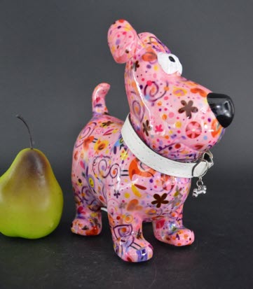 Pomme Pidou M - Spaarpot Dog Hugo, Birds in Love PastelPink