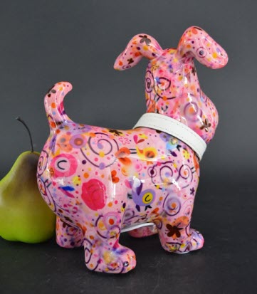 Pomme Pidou M - Spaarpot Dog Hugo, Birds in Love PastelPink