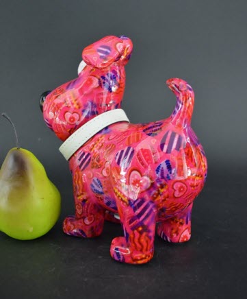 Pomme Pidou M - Spaarpot Dog Hugo, MagicalPink Hearts in Love