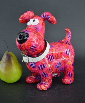 Pomme Pidou M - Spaarpot Dog Hugo, MagicalPink Hearts in Love