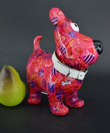 Pomme Pidou M - Spaarpot Dog Hugo, MagicalPink Hearts in Love