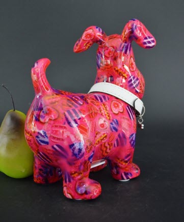 Pomme Pidou M - Spaarpot Dog Hugo, MagicalPink Hearts in Love