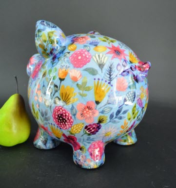 Pomme Pidou L - Spaarpot Pig Rosie, Oriental Flowers