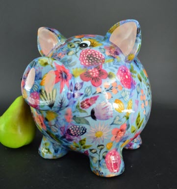 Pomme Pidou L - Spaarpot Pig Rosie, Oriental Flowers