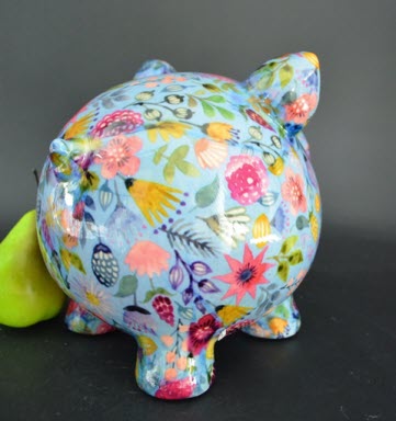 Pomme Pidou L - Spaarpot Pig Rosie, Oriental Flowers