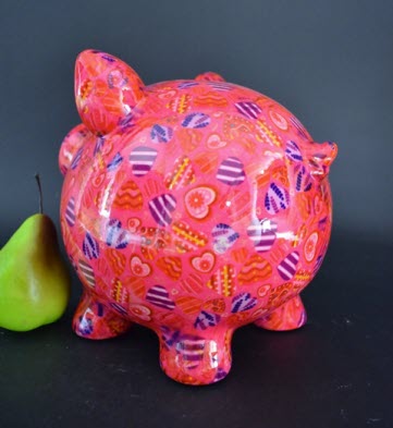 Pomme Pidou L - Spaarpot Pig Rosie, MagicalPink Hearts in Love