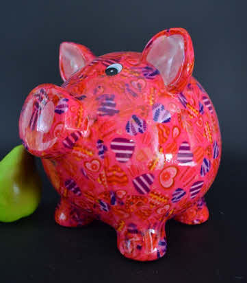 Pomme Pidou - Spaarpot Pig Rosie, Large, MagicalPink Hearts in Love