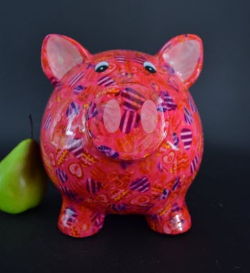 Pomme Pidou L - Spaarpot Pig Rosie, MagicalPink Hearts in Love