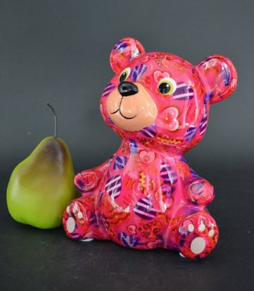 Pomme Pidou M - Spaarpot Teddy Bear Toto, MagicalPink Hearts in Love