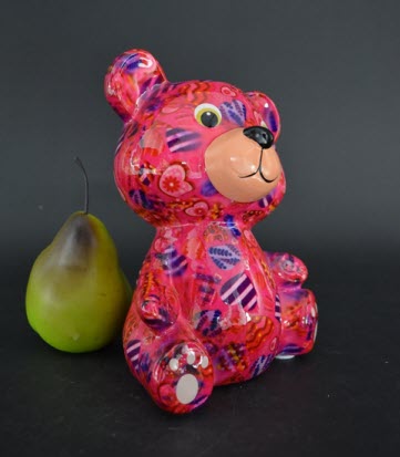 Pomme Pidou M - Spaarpot Teddy Bear Toto, MagicalPink Hearts in Love