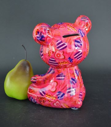 Pomme Pidou M - Spaarpot Teddy Bear Toto, MagicalPink Hearts in Love